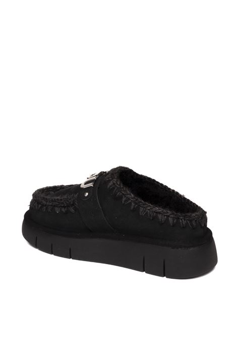 Black sheepskin sabot MOU | BOUNCE CLOG METAL531001A-BKB